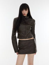 Brown PU Leather Jacket & Mini Skirt Set - COPPING THREADS - CT Select
